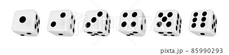 Realistic 3d casino rolling dice showing numbers one to six. Board game cubes playing variants. Gambling dice roll, craps throw vector set 85990293