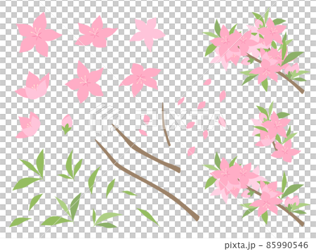 Peach flower illustration material set 85990546