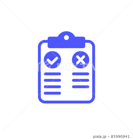 Pros and cons icon on white with clipboard 85990941