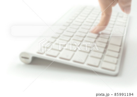 Search advertising. Internet online searching engine selective focus. Hand touching computer for data optimization browser webpage technology internet networking. Blured business concept. 85991194