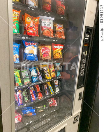 Break room Chip and candy vending machine close up 85991517