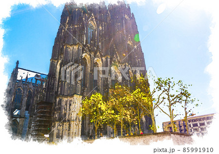 Watercolor drawing of Cologne Cathedral Roman Catholic Church of Saint Peter Watercolor drawing of Cologne Cathedral Roman Catholic Church of Saint Peter 85991910