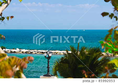 Watercolor drawing of embankment promenade Imperatore Augusto with street light and view of Adriatic sea in Bari city Watercolor drawing of embankment promenade Imperatore Augusto with street light and view of Adriatic sea in Bari city 85992053