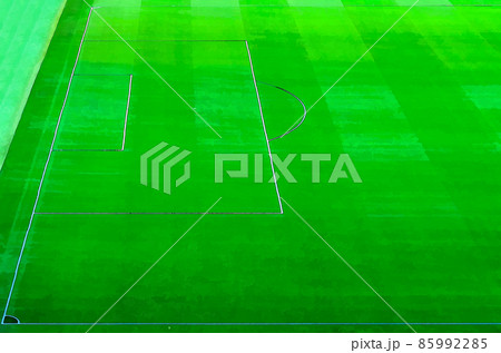 Watercolor drawing of Top aerial view of football pitch soccer field with green grass lawn Watercolor drawing of Top aerial view of football pitch soccer field with green grass lawn 85992285