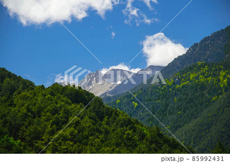 Watercolor drawing of View of mountains Olympus, Pieria, Macedonia Watercolor drawing of View of mountains Olympus, Pieria, Macedonia 85992431