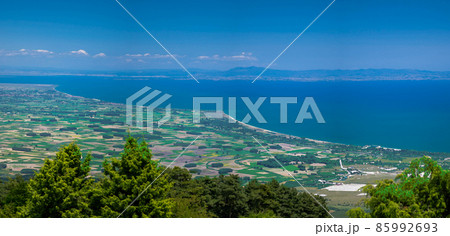 Watercolor drawing of Panoramic view of Thermaikos Gulf of Aegean sea and Khalkidiki 85992693