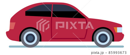 Red car icon. Cute cartoon auto side view Red car icon. Cute cartoon auto side view 85993673