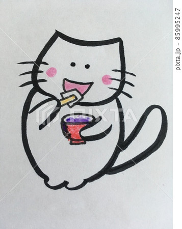 お汁粉の餅を食べる猫 お汁粉の餅を食べる猫 85995247