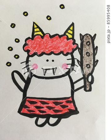 赤い鬼に変装した猫 赤い鬼に変装した猫 85995408