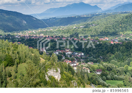 Mountain rural landscape with summer colors In the Romanian village Mountain rural landscape with summer colors In the Romanian village 85996565