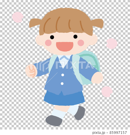 新入生 入学式 小学生 春 のイラストのイラスト素材