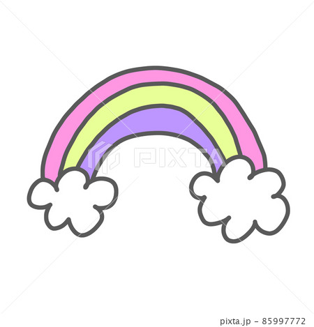 ゆるくてかわいい手描き虹のイラスト素材