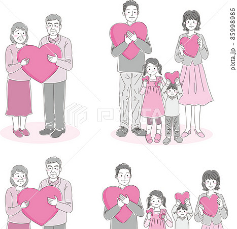 ハートを持った家族_シンプルカラーセット ハートを持った家族_シンプルカラーセット 85998986