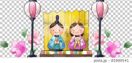 Hina-sama 和 Odairi-sama 水彩風格套裝 Bonbori 和桃花 85999541