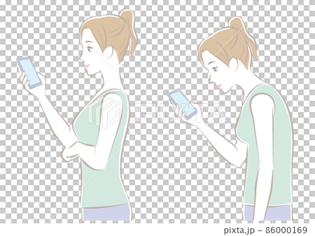 スマホ首の女性 86000169