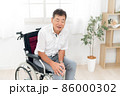 車椅子に座る高齢者男性（膝） 86000302