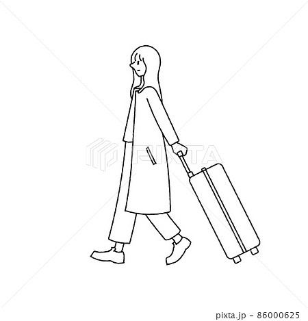 スーツケースを持った女性 スーツケースを持った女性 86000625