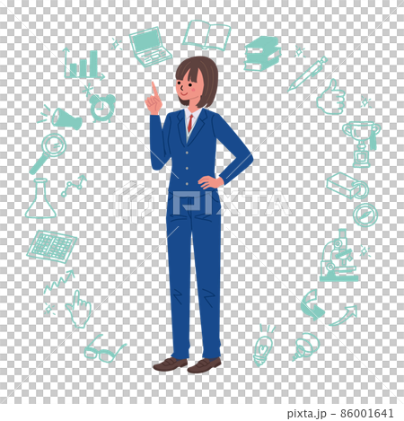 Girl and school icon in slacks uniform Girl and school icon in slacks uniform 86001641