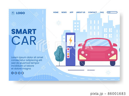 Charging Electric Car Batteries Landing Page Template Flat Illustration Editable of Square Background Suitable for Social Media or Web Internet Ads 86001683