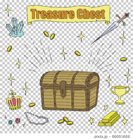 宝箱のイラスト　Treasure Chest　カラー背景白 86001688