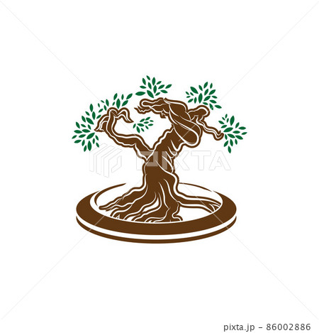Logo collection, abstract geometric business icon set,Green bonsai Silhouette of a tree,Natural product logo design vector template Logo collection, abstract geometric business icon set,Green bonsai Silhouette of a tree,Natural product logo design vector template 86002886