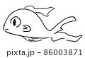 横向きの金魚の線画イラスト 86003871