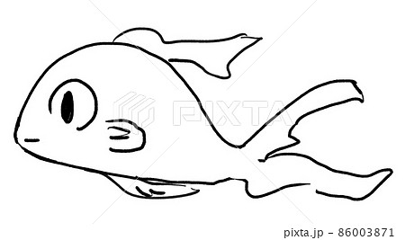 横向きの金魚の線画イラスト 86003871