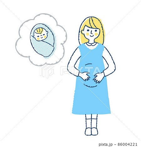 妊娠中のママと吹き出しの中の赤ちゃん 妊娠中のママと吹き出しの中の赤ちゃん 86004221