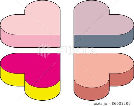 スケジュール管理に使えるシンプルな上面法アイソメトリックスタイルの主線のあるハートのアイコンセット. スケジュール管理に使えるシンプルな上面法アイソメトリックスタイルの主線のあるハートのアイコンセット. 86005206