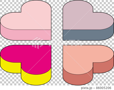 スケジュール管理に使えるシンプルな上面法アイソメトリックスタイルの主線のあるハートのアイコンセット. スケジュール管理に使えるシンプルな上面法アイソメトリックスタイルの主線のあるハートのアイコンセット. 86005206