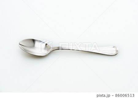 silver spoon on white background 86006513