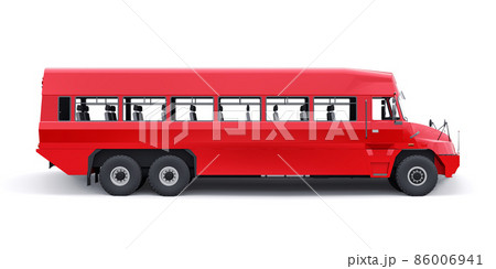 Bus to transport workers to hard to reach areas. 3D illustration. Bus to transport workers to hard to reach areas. 3D illustration. 86006941