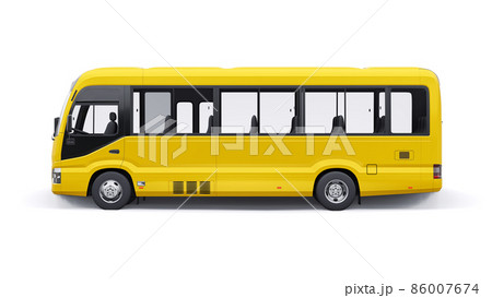 Yellow Small bus for urban and suburban for travel. Car with empty body for design and advertising. 3d illustration 86007674