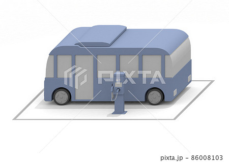 電気自動車と充電器。充電中のEV車と充電スタンド。道路設置の充電スポット利用する。 86008103