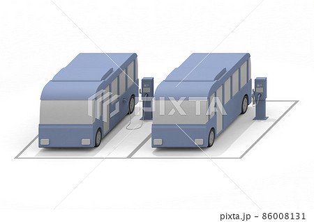 電気自動車と充電器。充電中のEV車と充電スタンド。道路設置の充電スポット利用する。 86008131