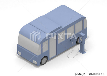 電気自動車と充電器。充電中のEV車と充電スタンド。道路設置の充電スポット利用する。 86008143