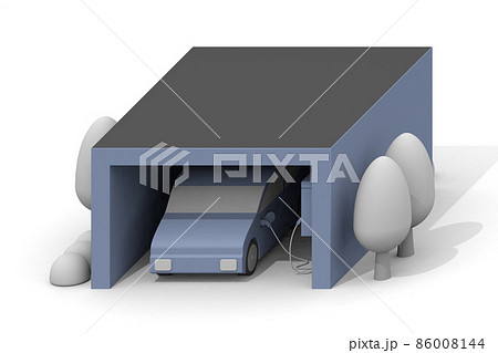 電気自動車と充電器。充電中のEV車と充電スタンド。道路設置の充電スポット利用する。 電気自動車と充電器。充電中のEV車と充電スタンド。道路設置の充電スポット利用する。 86008144