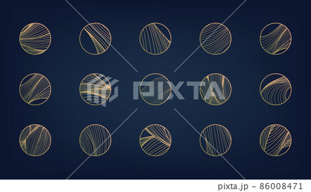 Vector set of abstract wavy minimal line organic circle logos. Marble line emblem for business, badge, print, icon, highlight stories. Nature, landscape, meditation, spa, cosmetics concepts. Vector set of abstract wavy minimal line organic circle logos. Marble line emblem for business, badge, print, icon, highlight stories. Nature, landscape, meditation, spa, cosmetics concepts. 86008471