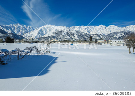 白馬駅東側から後立山連峰を望む 86009102