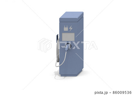 EV自動車に充電する。道路脇に充電器設置。充電スタンドからバッテリーに充電。自然環境を考えた自動車。 EV自動車に充電する。道路脇に充電器設置。充電スタンドからバッテリーに充電。自然環境を考えた自動車。 86009536