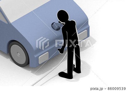 電気自動車と充電器。充電中のEV車と充電スタンド。道路設置の充電スポット利用する。 電気自動車と充電器。充電中のEV車と充電スタンド。道路設置の充電スポット利用する。 86009539