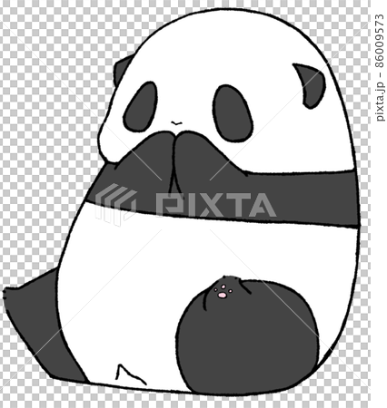 A young panda sitting and putting his hands on his mouth A young panda sitting and putting his hands on his mouth 86009573