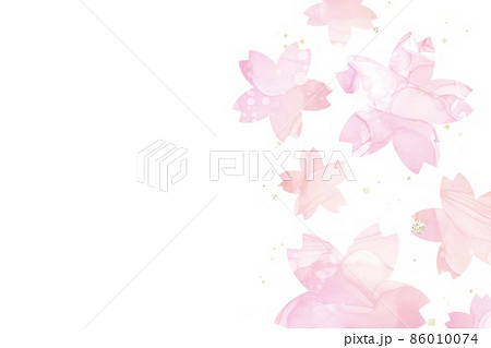 春用のアルコールインクアート）白背景にピンクのマーブル柄の桜の花　ナチュラル　テンプレート　花柄 86010074