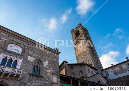 Historic Buildings in the Upper Town of Bergamo - Lombardy Italy 86010548