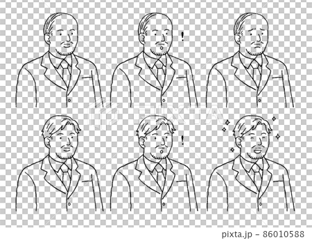 Simple touch illustration set for senior generation businessmen Simple touch illustration set for senior generation businessmen 86010588