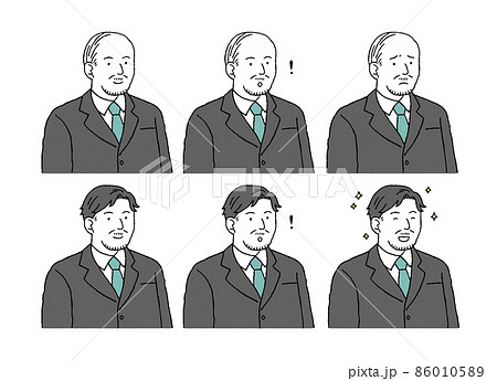 シンプルなタッチ シニア世代のビジネスマンのイラストレーションセット シンプルなタッチ シニア世代のビジネスマンのイラストレーションセット 86010589