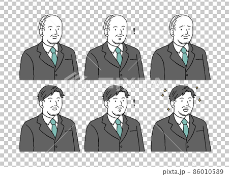 シンプルなタッチ シニア世代のビジネスマンのイラストレーションセット シンプルなタッチ シニア世代のビジネスマンのイラストレーションセット 86010589