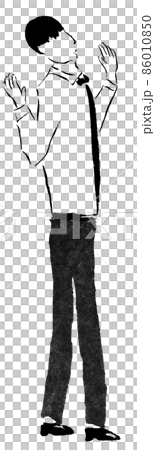 驚くビジネスマン(墨の手描き人物イラスト) 驚くビジネスマン(墨の手描き人物イラスト) 86010850