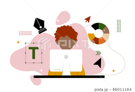 Boy Graphic Designer Digital Graphic Drawing Tool Flat Design Illustration Boy Graphic Designer Digital Graphic Drawing Tool Flat Design Illustration 86011164