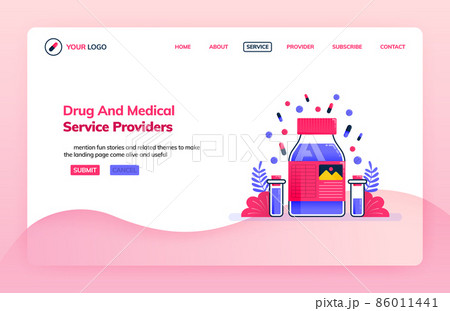 Landing page illustration template of drug service providers and chemical research lab for medical education. Health themes. Can be used for landing page, website, web, mobile apps, poster, flyer Landing page illustration template of drug service providers and chemical research lab for medical education. Health themes. Can be used for landing page, website, web, mobile apps, poster, flyer 86011441